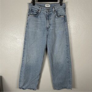 Agolde Ren Light Wash High Waist Straight Wide Leg Classic Denim Jeans Womens 27